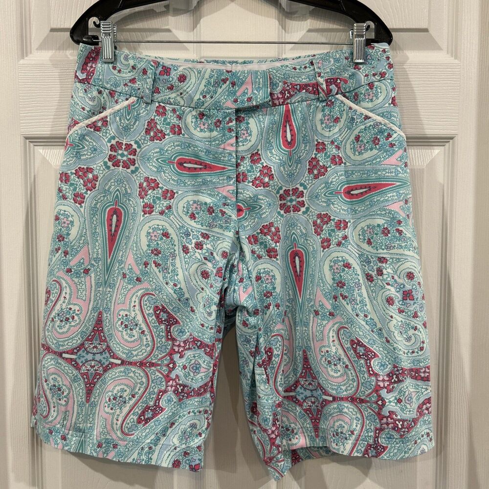 Peter Millar Women's 8 Stretch Golf Bermuda Shorts Paisley Print